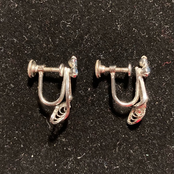 Vintage Ann Lee Sterling Silver Filigree Mouse Clip-on Earrings - Picture 4 of 5